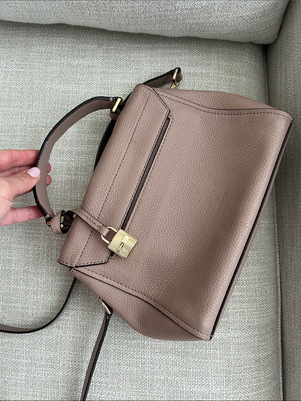 Michael Kors Mauve Brown Leather Top-Handle Satchel with Gold Hardware - Picture 6 of 11